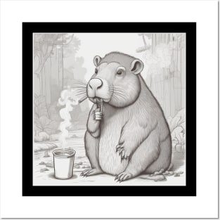 Capybara smoking Posters and Art